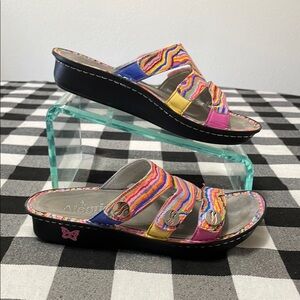 Alegria Venice Electric Avenue Slides Colorful Leather Slip On Sandals  37/7-7.5